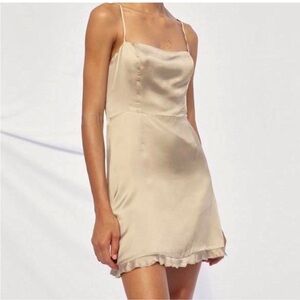 Aritzia Skye Elegant Beige Satin Slip Dress